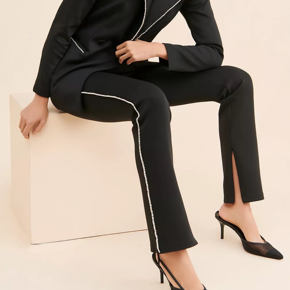 Good American Black Pantsuit with White Accents